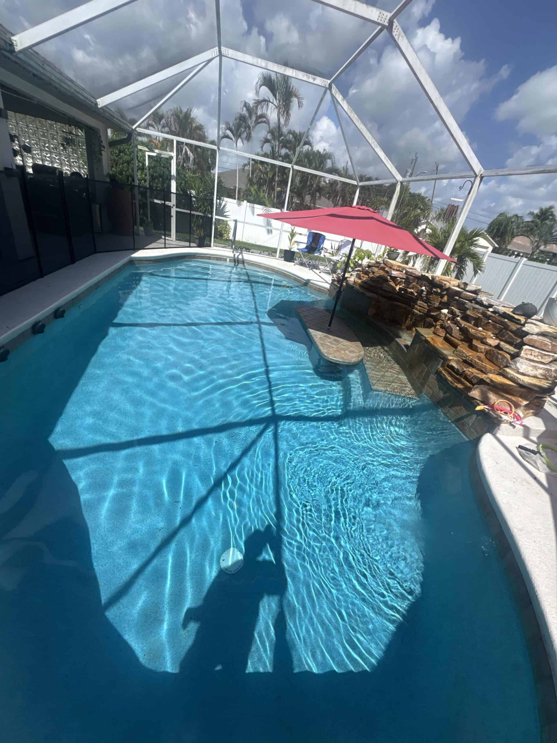 Clean residential pool with professionally maintained water