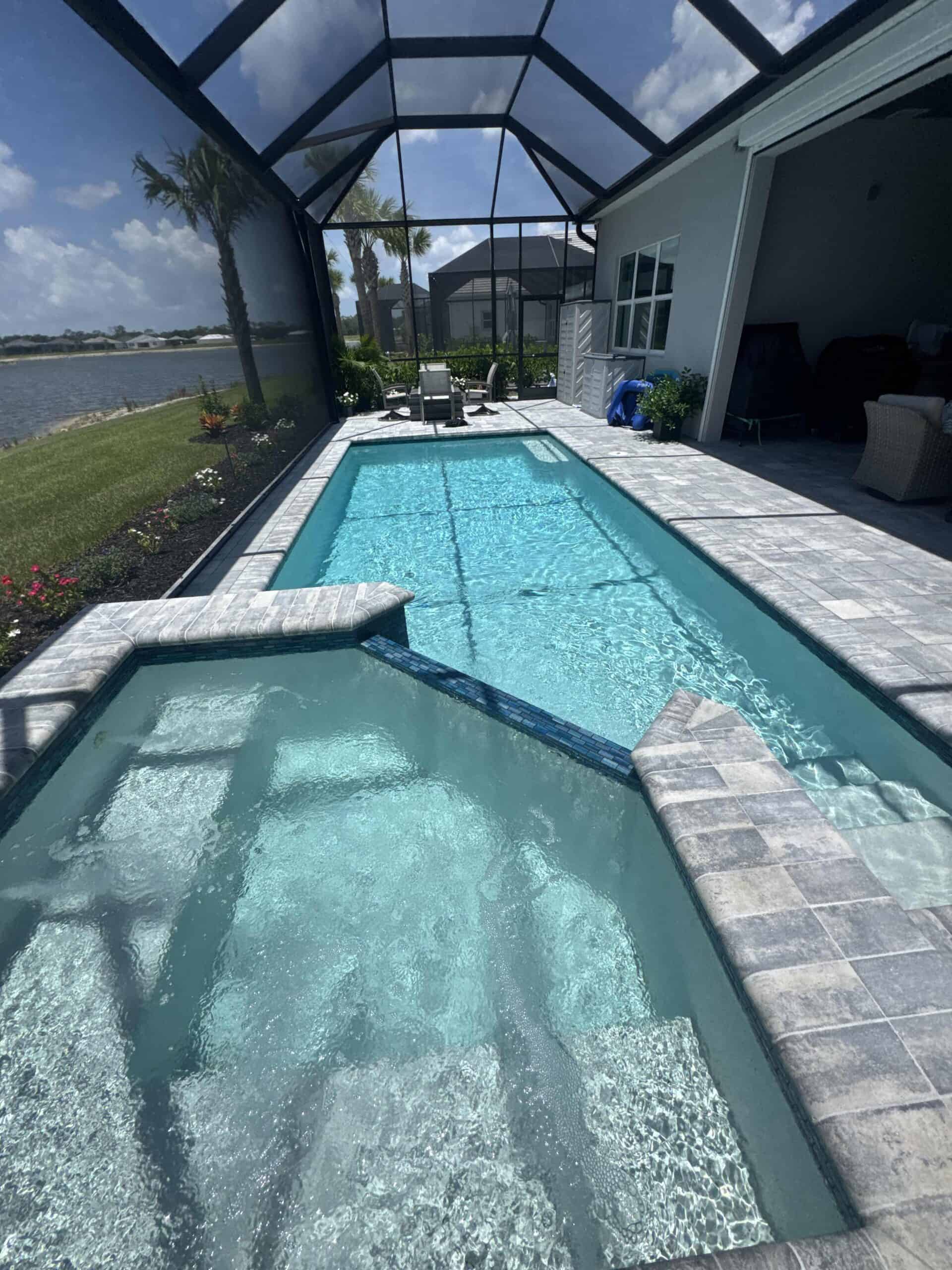 Clean residential swimming pool with professionally balanced water
