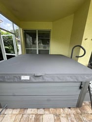 Closed spa cover before UV protectant inspection and treatment