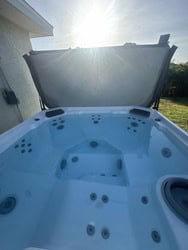 Open spa with clear water after detailing